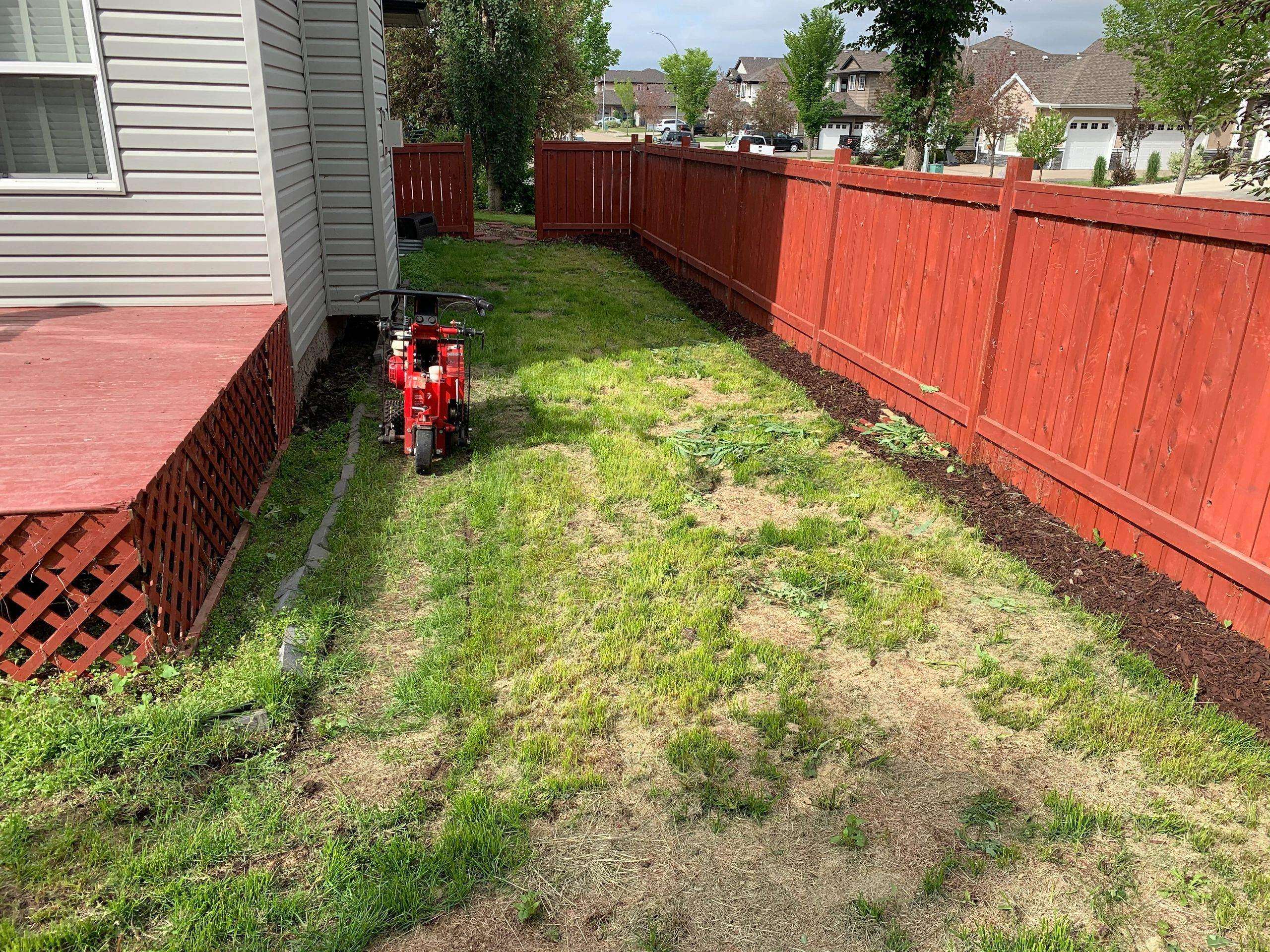Sod installation progress