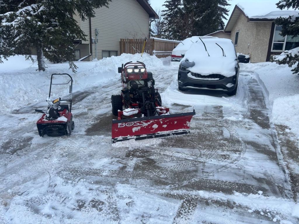 Commercial property snow removal in Sturgeon County — before and after